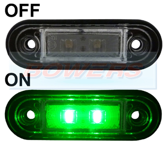 12v/24v Flush Fit Green LED Marker Lamp