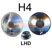 LHD 5 3/4" 5.75" Classic Car Sealed Beam Outer Headlight/Headlamp Halogen H4 Conversion (With Pilot)