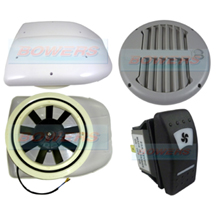 24v Low Profile Motorised Turbo Roof Air Vent & Extractor Fan + Grey Internal Closeable Vent