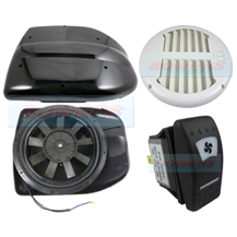Black 24v Low Profile Motorised Turbo Roof Air Vent & Extractor Fan + White Internal Closeable Vent