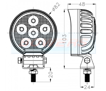 Round Compact LED Work Light 24W LG872 Schematic