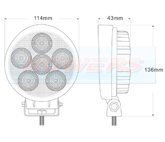 1170 Lumen LED Round Work Lamp 0-420-45 Schematic