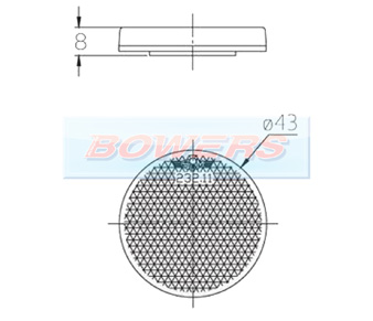 43mm Round Stick On Reflector Schematic