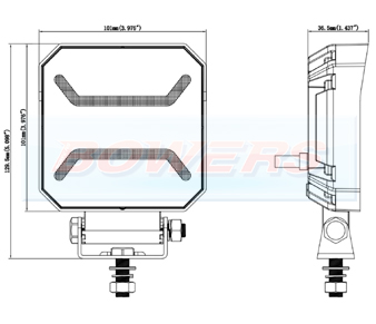 Square LED Work Light With Marker Light Schematic BOW999225.