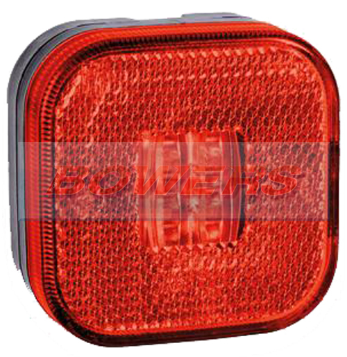 12v/24v Square Red LED Rear Marker Lamp/Light - H Bowers