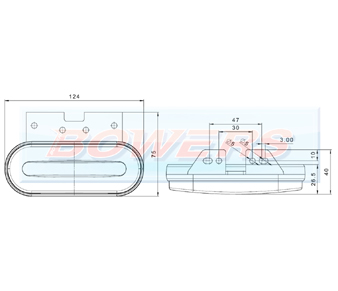 Amber LED Combined Side Marker/Indicator Light FT-071+KLED Schematic