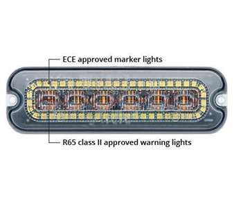 Low Profile LED Amber Strobe Warning Light With Marker Light 2 LAPCV