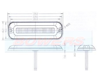 Low Profile LED Amber Strobe Warning Light With Marker Light Schematic LAPCV