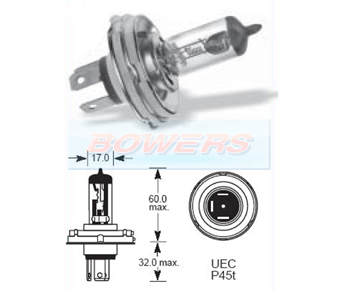 Lucas Bulb 12v 60/55w UEC P45T LLB012