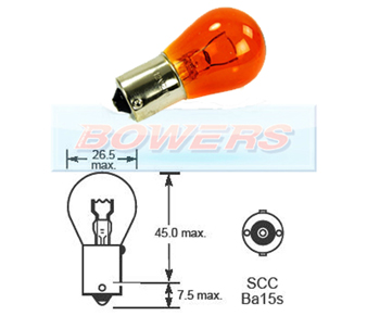 Ring Bulb 12v 21w Ba15s SCC S25 Amber R343