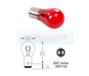 RB380R Bulb 12v 21/5w Bay15d S25 Red