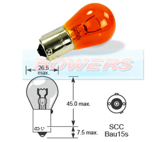 Lucas Bulb 12v 21w Bau15s Amber LLB581