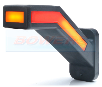 WAS W168.6DD Left Hand LED Red White Amber Side Stalk End Outline Marker Light With Dynamic Indicator