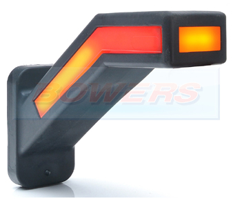 WAS W168.6DD Right Hand LED Red White Amber Side Stalk End Outline Marker Light With Dynamic Indicator