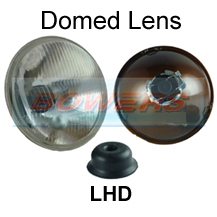 LHD 7" Classic Car Sealed Beam Domed Lens Headlight/Headlamp Halogen H4 Conversion (Without Pilot)