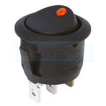 12v LED Illuminated Round Rocker Switch (Amber)