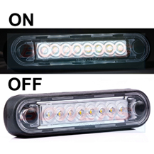 Long 8x LED Easy Fit Slim White Marker Light Ideal For Truck & Van Bars