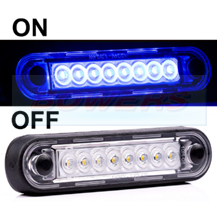 Long 8x LED Easy Fit Slim Blue Marker Light Ideal For Truck & Van Bars