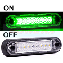 Long 8x LED Easy Fit Slim Green Marker Light Ideal For Truck & Van Bars