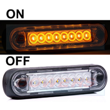 Long 8x LED Easy Fit Slim Amber Marker Light Ideal For Truck & Van Bars