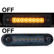Smoked/Dark Long 8x LED Easy Fit Slim Amber Marker Light Ideal For Truck & Van Bars