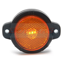 WAS W24RR 12v/24v Amber Side Round LED Marker Light Lamp With Reflector