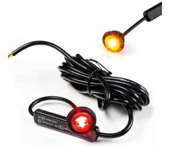Flush Fit Red Round LED Button Marker light + Amber Strobe MSV-4500R-A
