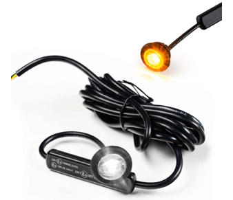 Flush Fit White Round LED Button Marker light + Amber Strobe MSV-4500W-A