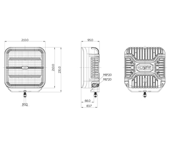 OZZ SQR 9 Black LED Driving Light 88112 Schematic