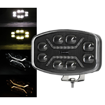 Rectangular Jumbo Style LED Driving Spot Light With White or Amber DRL Light