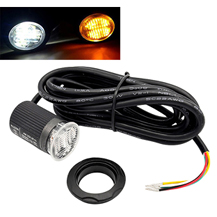 Dual Colour Amber/White Round LED Button Strobe Warning Light Flush Fit