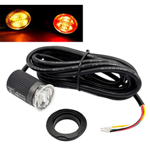 Dual Colour Amber/Red Round LED Button Strobe Warning Light Flush Fit