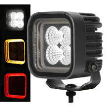 Square 3.25" LED Work Light/Lamp With Red / Amber Rear Marker Tail Light