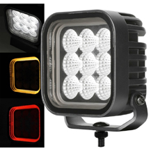 Square 4.5" LED Work Light/Lamp With Red / Amber Rear Marker Tail Light