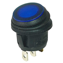 12v On/Off Waterproof Blue LED Illuminated Round Rocker Switch