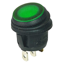 12v On/Off Waterproof Green LED Illuminated Round Rocker Switch