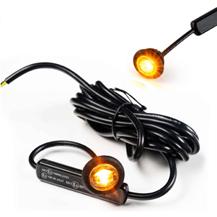 Flush Fit Amber Round LED Button Marker light + Amber Strobe