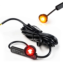 Flush Fit Red Round LED Button Marker light + Amber Strobe