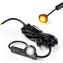 Flush Fit White Round LED Button Marker light + Amber Strobe