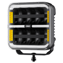 OZZ SQR 7" Inch Black Square LED Spot Light With White or Amber Position Light + Amber Strobe