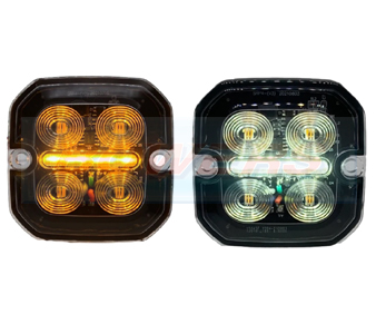 LED Low Profile Flush Fit Amber Strobe Warning Light + White/Amber Marker Light BOW9989180