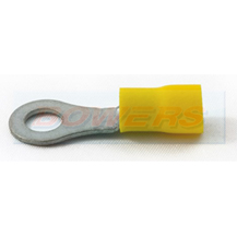 Yellow 5mm Ring Connectors/Terminals For 3-6mm² Cable (50pk)