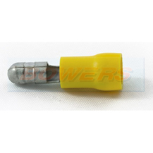 Yellow Male 5mm Bullet Connectors/Terminals For 3-6mm² Cable (50pk)